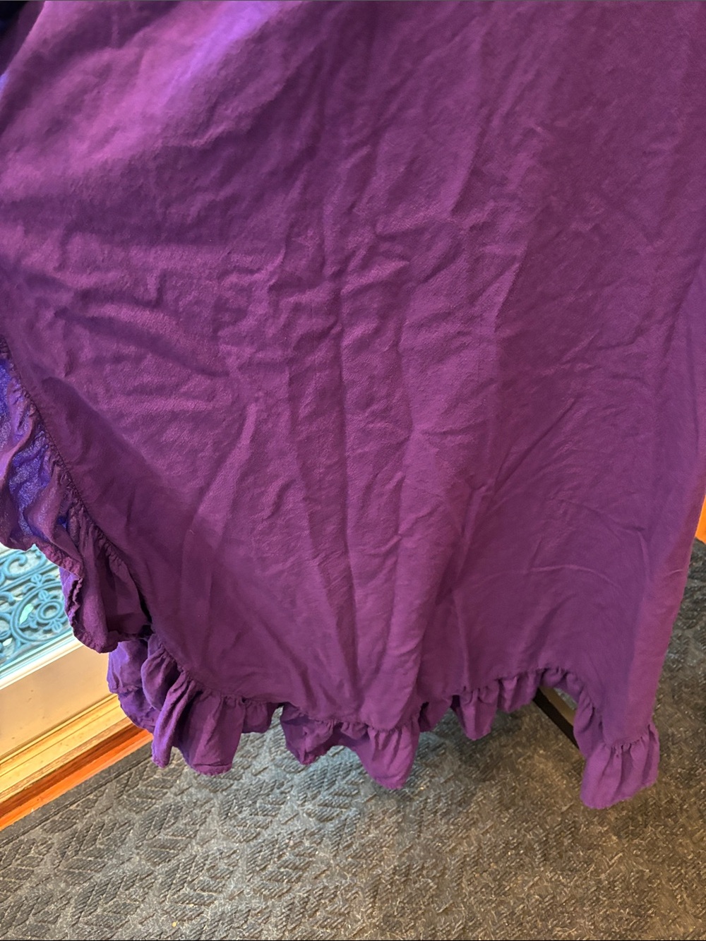 Purple V-Neck Ruffled Maxi Dress - Relaxed Women's Caftan - Picture 5 of 7